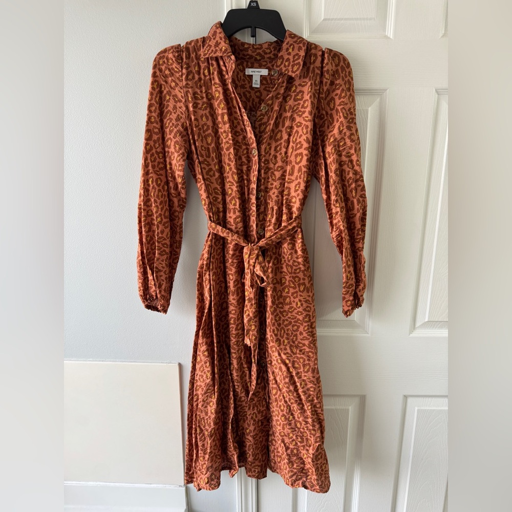 Nine West Animal Print Long Sleeve Dress
